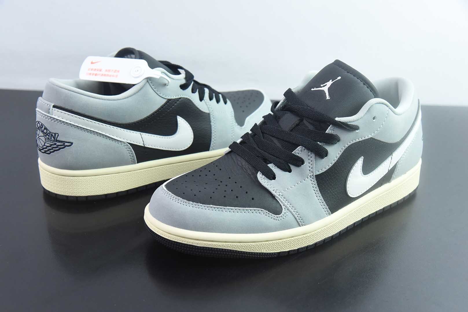 HLE23332035 Nike Air Jordan 1 Low Top Retro Basketball Shoes Black Grey HQ2010 012
